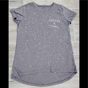 Zoe & Liv Gray Tee, Coffee & Chill, Size Small